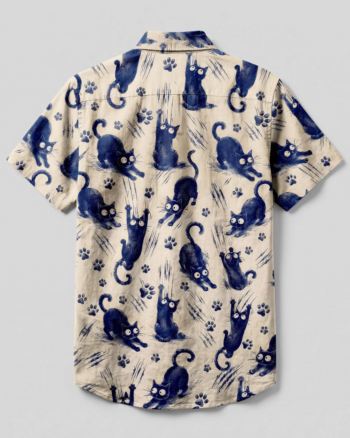 FUNNY PLAYFUL CAT  BUTTON-DOWN COLLAR SHIRT   - TLNO1706261