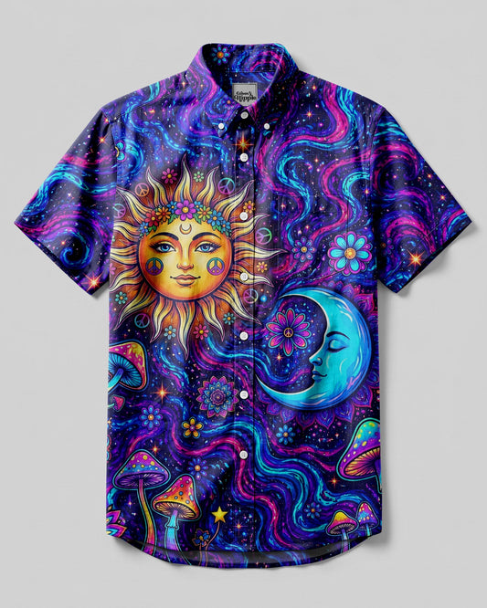 COSMIC SUN AND MOON HARMONY BUTTON-DOWN COLLAR SHIRT - TYLN1906261