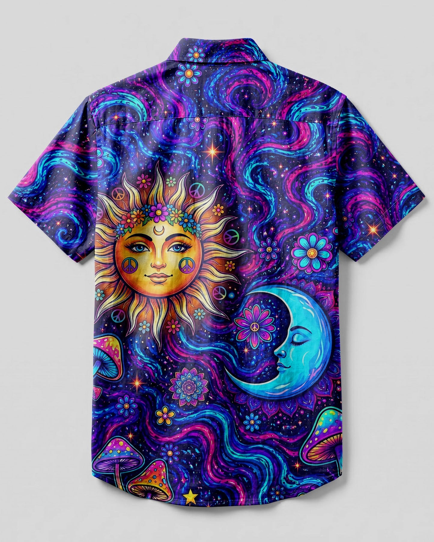 COSMIC SUN AND MOON HARMONY BUTTON-DOWN COLLAR SHIRT - TYLN1906261