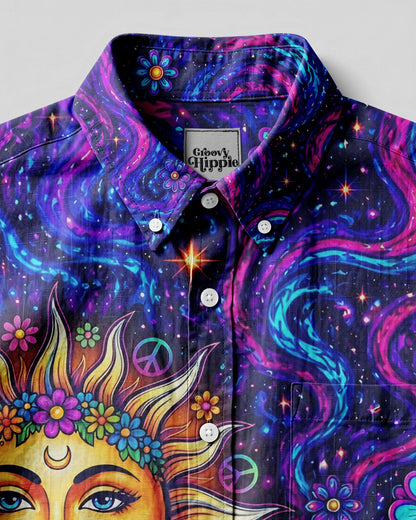 COSMIC SUN AND MOON HARMONY BUTTON-DOWN COLLAR SHIRT - TYLN1906261