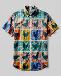 FLORAL CHICKEN PATCHWORK BUTTON-DOWN COLLAR SHIRT - TYLN0107263