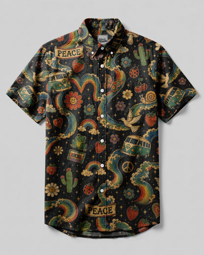 PEACE LOVE RAINBOW TRAILS BUTTON-DOWN COLLAR SHIRT - KMTM1706262
