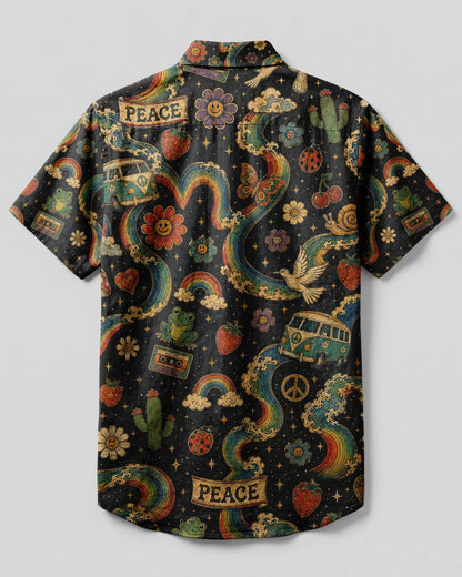 PEACE LOVE RAINBOW TRAILS BUTTON-DOWN COLLAR SHIRT - KMTM1706262