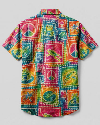 FROG PEACE PATCHWORK BUTTON-DOWN COLLAR SHIRT - KMTM2506262