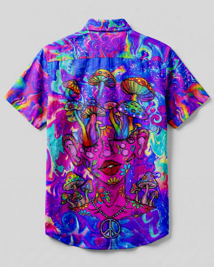 PSYCHEDELIC MUSHROOM GODDESS BUTTON-DOWN COLLAR SHIRT - TYLN1706263