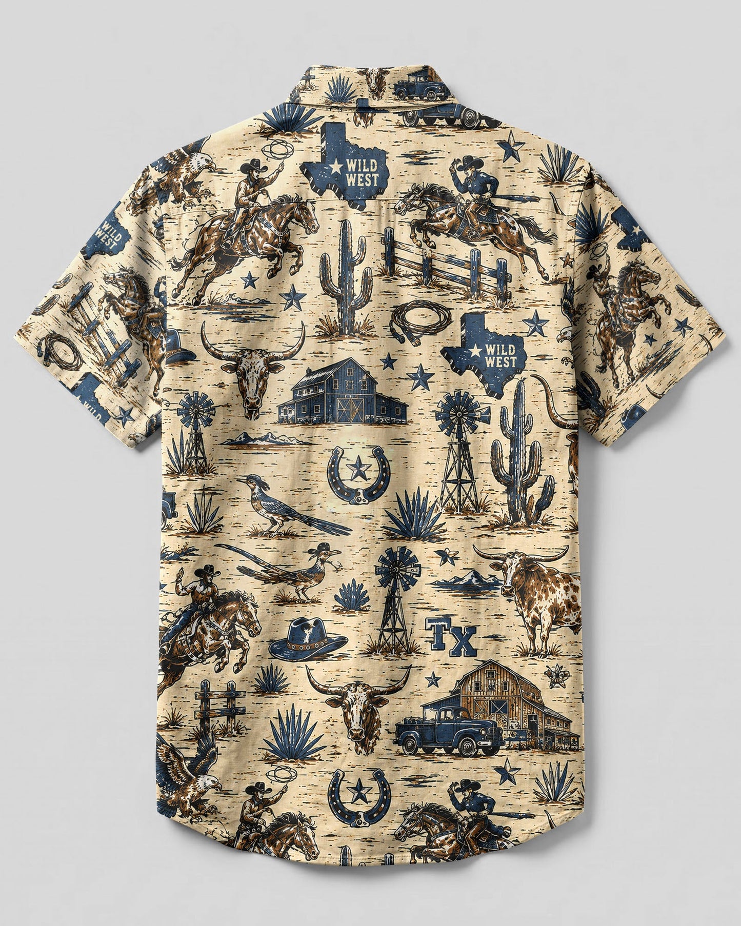WILD WEST VINTAGE  TEXAS PATTERN BUTTON-DOWN COLLAR SHIRT  - TLHG2606264