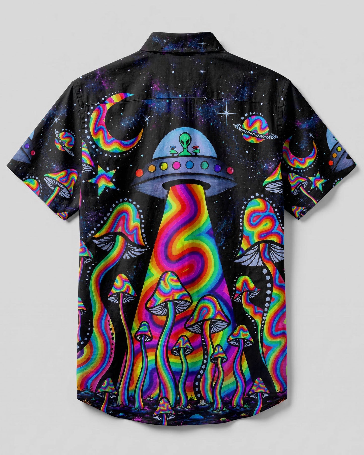 PSYCHEDELIC UFO MUSHROOM COLORFUL BUTTON-DOWN COLLAR SHIRT   - TLTW1606264