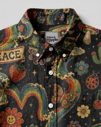 PEACE LOVE RAINBOW TRAILS BUTTON-DOWN COLLAR SHIRT - KMTM1706262