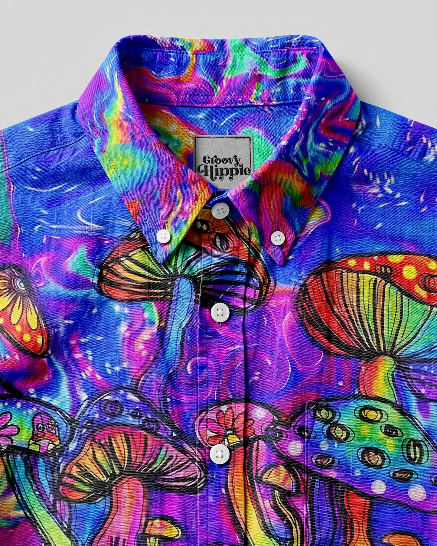 PSYCHEDELIC MUSHROOM GODDESS BUTTON-DOWN COLLAR SHIRT - TYLN1706263