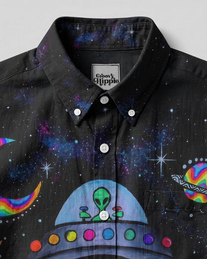 PSYCHEDELIC UFO MUSHROOM COLORFUL BUTTON-DOWN COLLAR SHIRT   - TLTW1606264