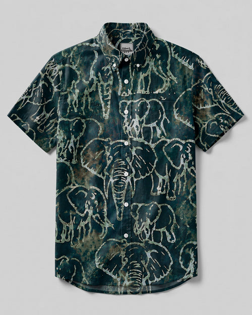 ELEPHANT PATTERN BUTTON-DOWN COLLAR SHIRT - TLHN1806262