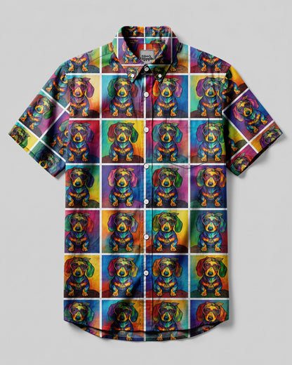 DACHSHUND POLAROID PATTERN BUTTON-DOWN COLLAR SHIRT - RITM2406261
