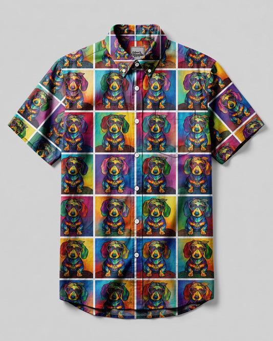 DACHSHUND POLAROID PATTERN BUTTON-DOWN COLLAR SHIRT - RITM2406261