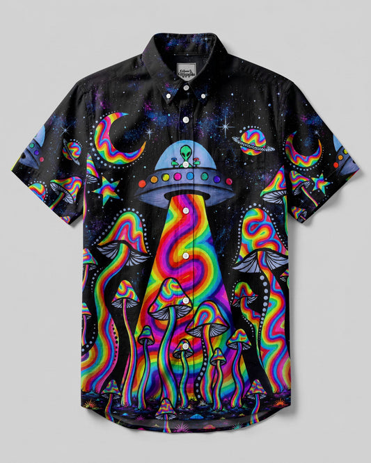 PSYCHEDELIC UFO MUSHROOM COLORFUL BUTTON-DOWN COLLAR SHIRT   - TLTW1606264