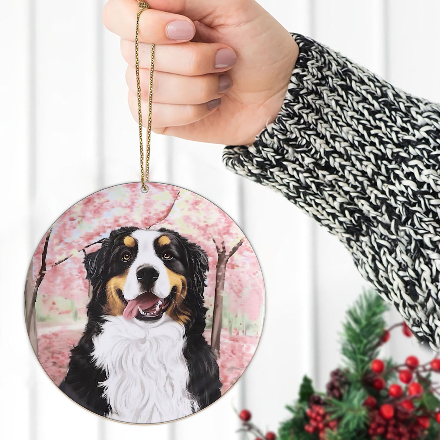 Bernese Mountain Custom Pet Dog Ceramic Ornament