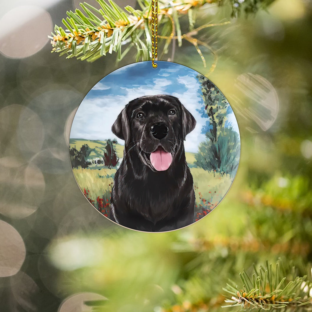 Black Labrador Custom Pet Dog Ceramic Ornament