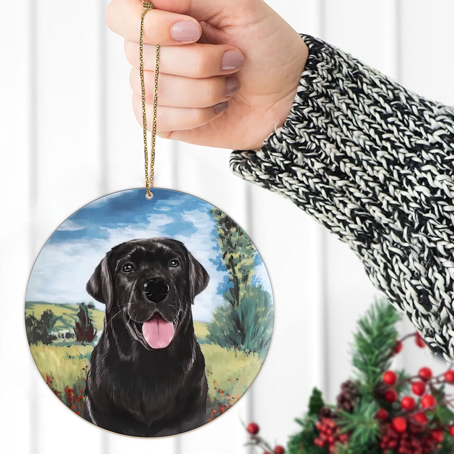 Black Labrador Custom Pet Dog Ceramic Ornament