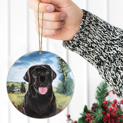 Black Labrador Custom Pet Dog Ceramic Ornament