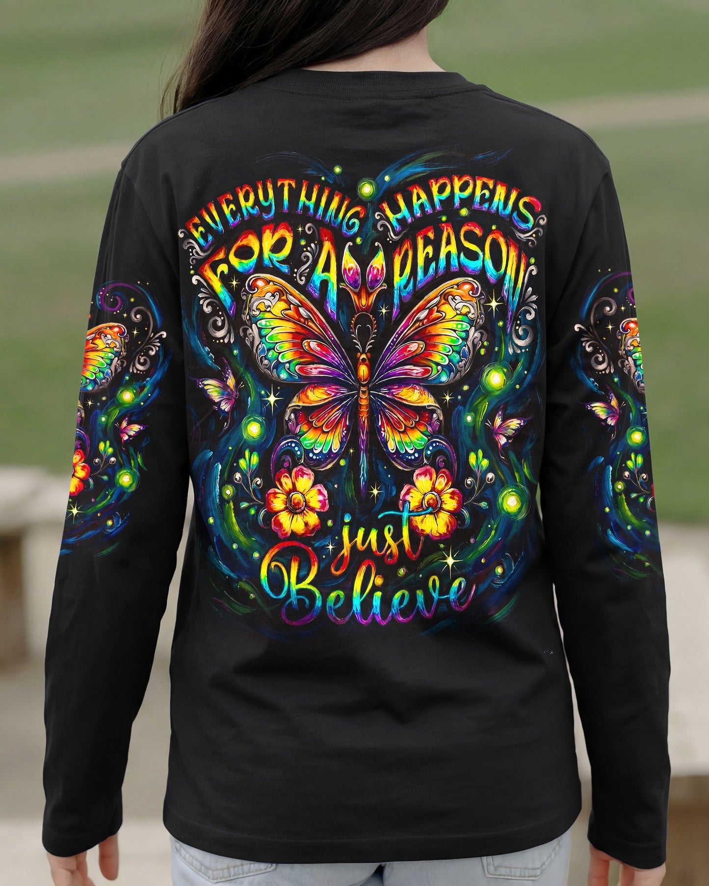 JUST BELIEVE BUTTERFLY GLOW ALL OVER PRINT - KM2404261