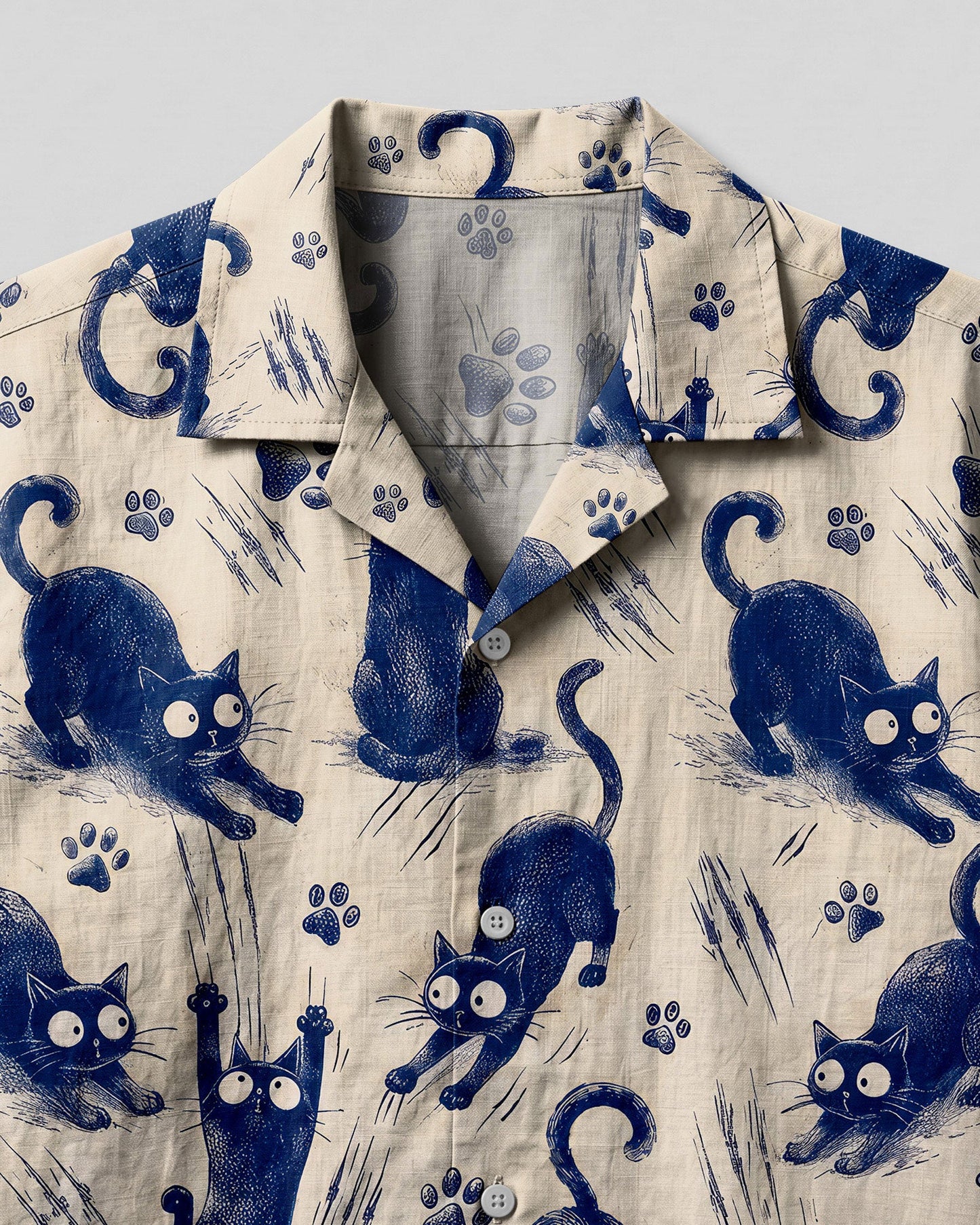 FUNNY PLAYFUL CAT  CAMP SHIRT - TLNO1706262
