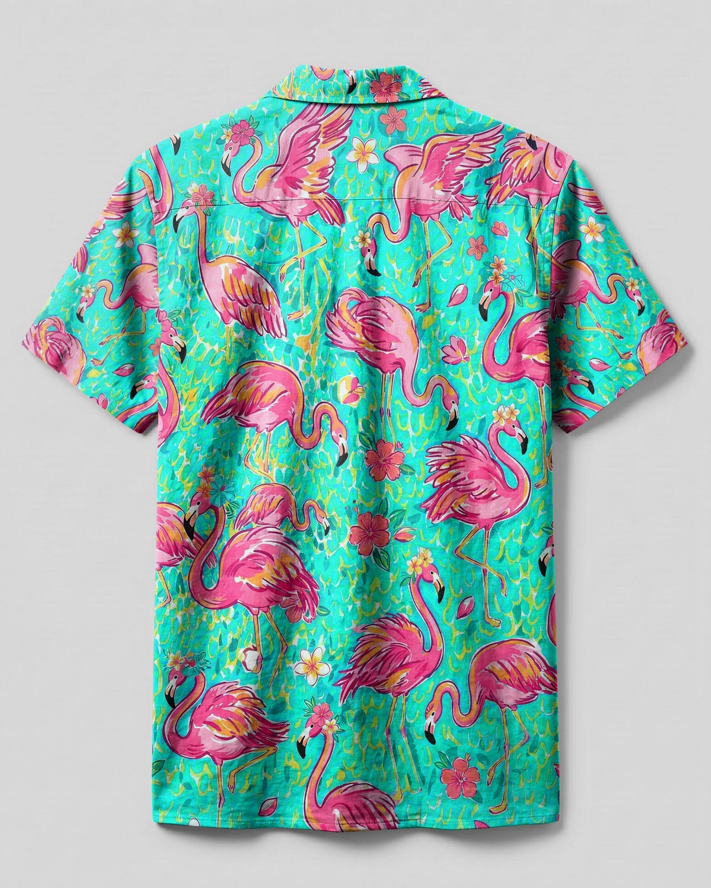 FLAMINGO PARADISE ART PATTERN CAMP SHIRT - TLHG1906264
