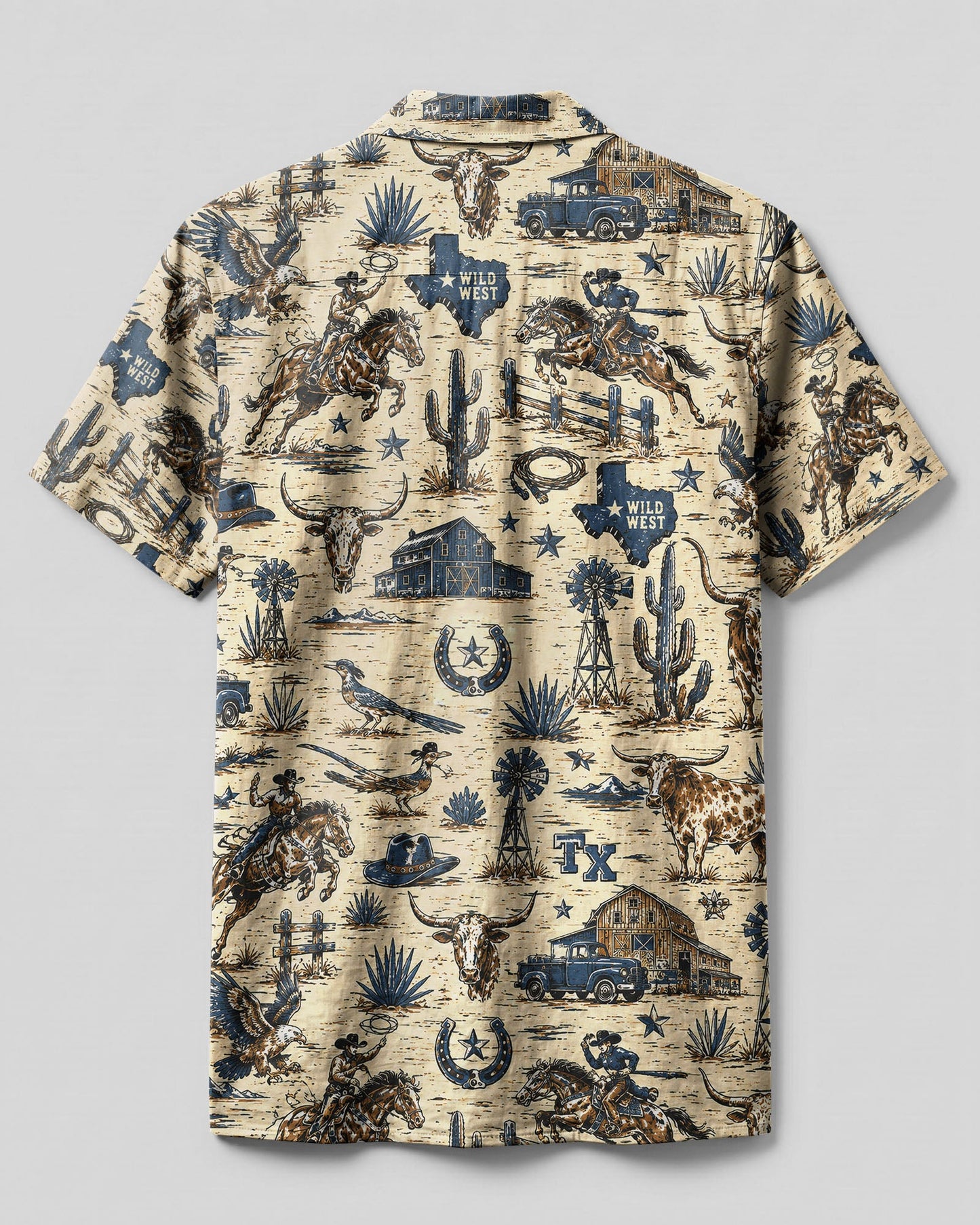 WILD WEST VINTAGE  TEXAS PATTERN CAMP SHIRT  - TLHG2606263