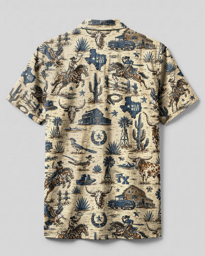 WILD WEST VINTAGE  TEXAS PATTERN CAMP SHIRT  - TLHG2606263