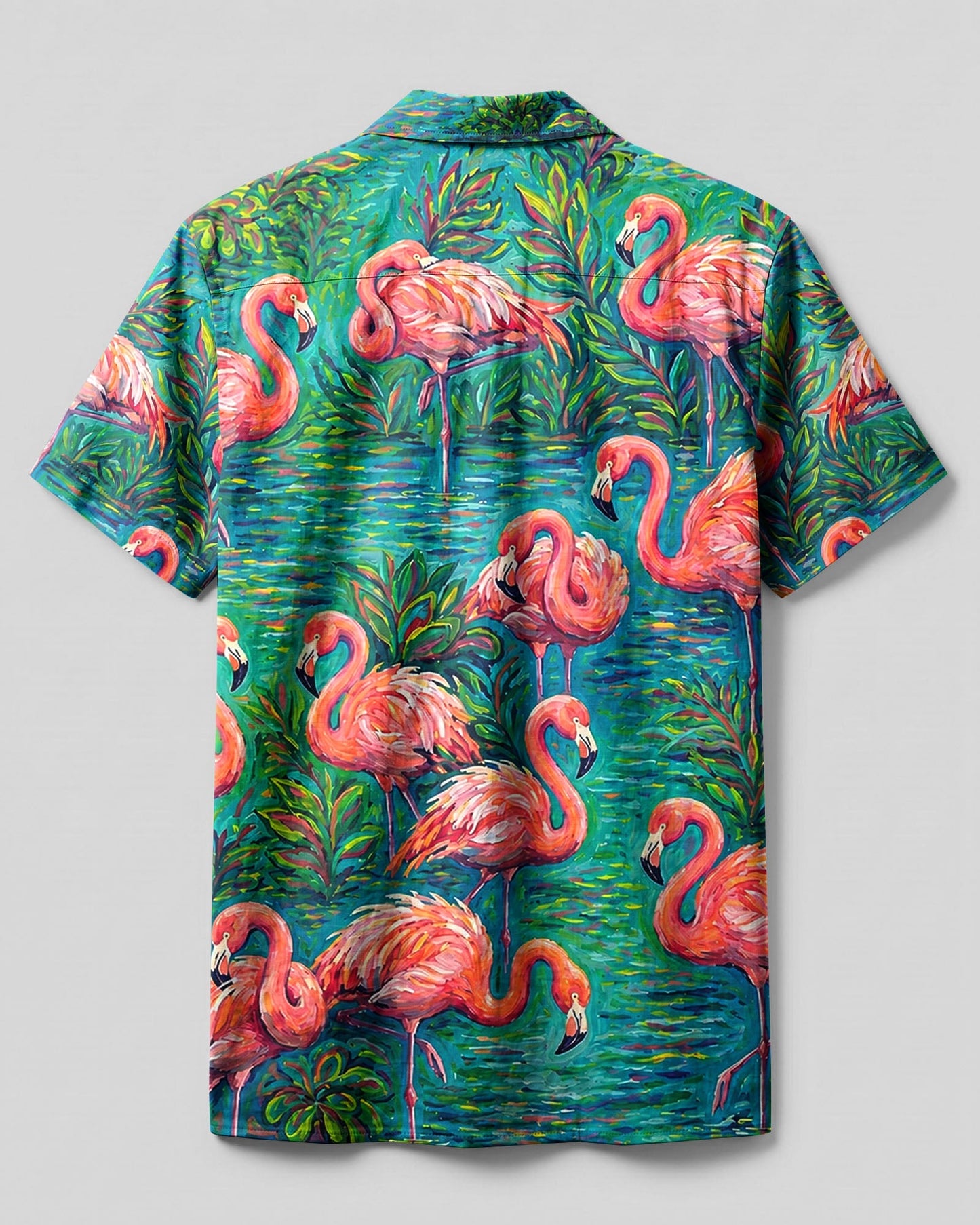 FLAMINGO ART PATTERN CAMP SHIRT - TLHG1906261