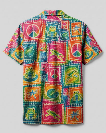 FROG PEACE PATCHWORK CAMP SHIRT - KMTM0307261