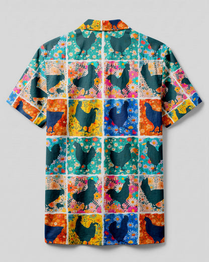 FLORAL CHICKEN PATCHWORK CAMP SHIRT - TYLN0107262