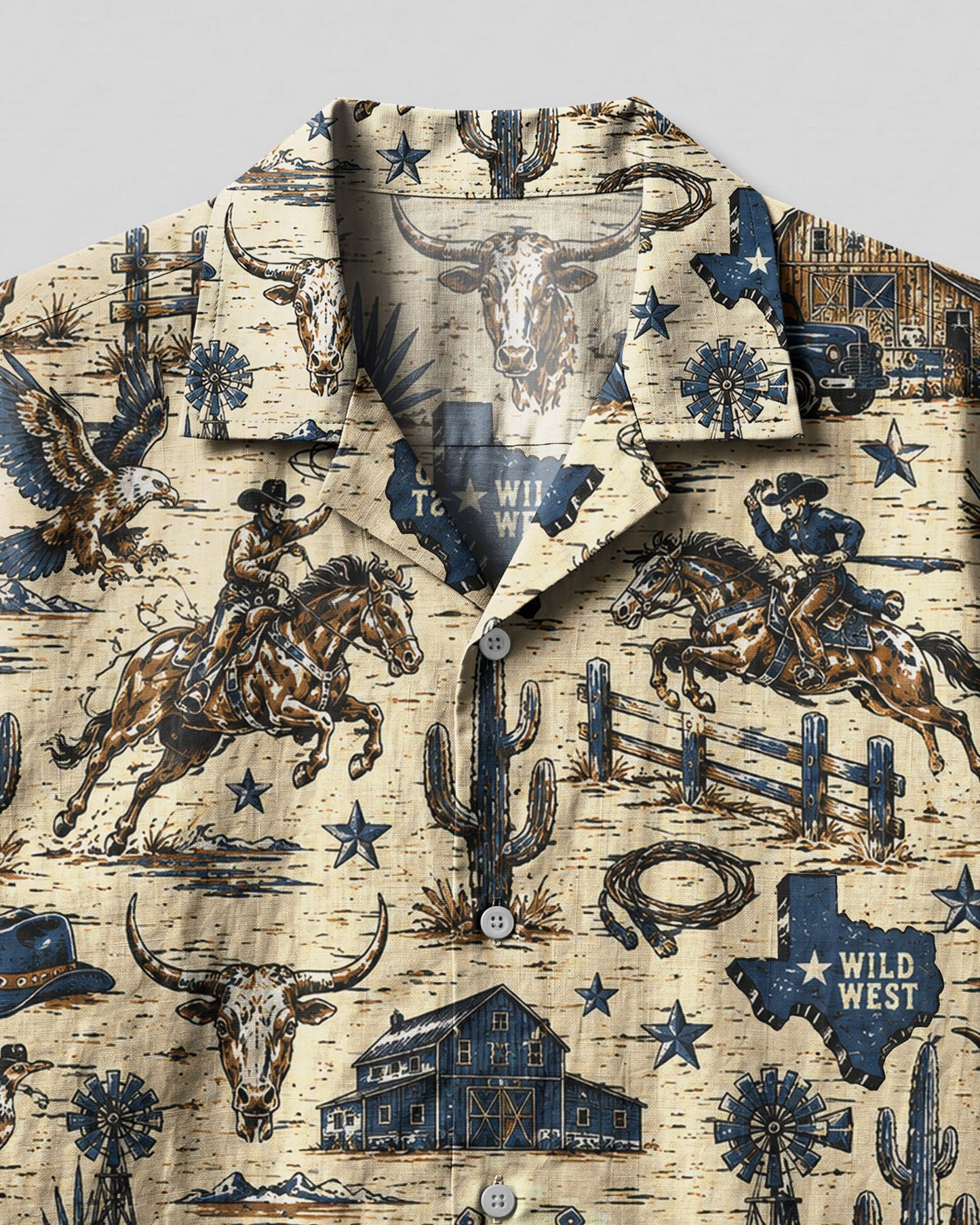 WILD WEST VINTAGE  TEXAS PATTERN CAMP SHIRT  - TLHG2606263
