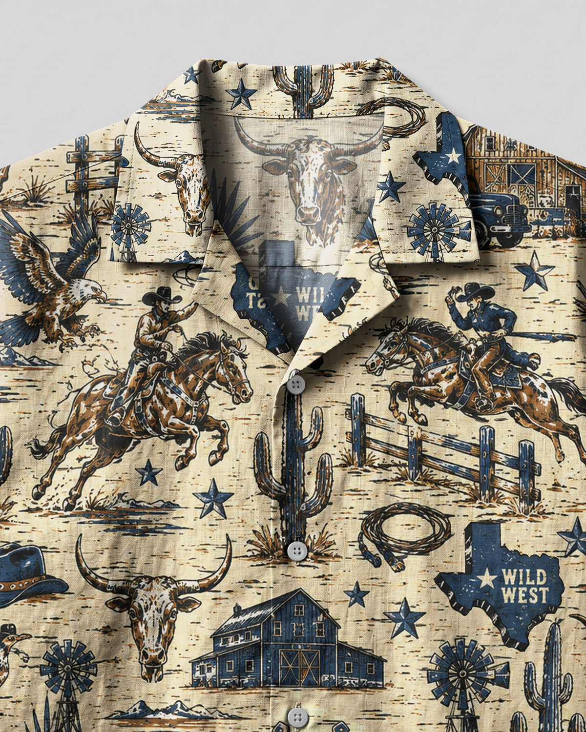 WILD WEST VINTAGE  TEXAS PATTERN CAMP SHIRT  - TLHG2606263