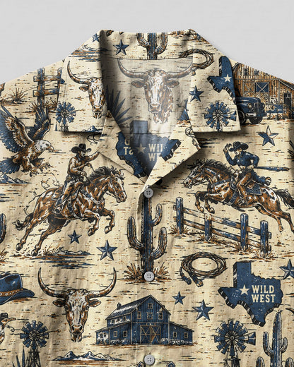 WILD WEST VINTAGE  TEXAS PATTERN CAMP SHIRT  - TLHG2606263