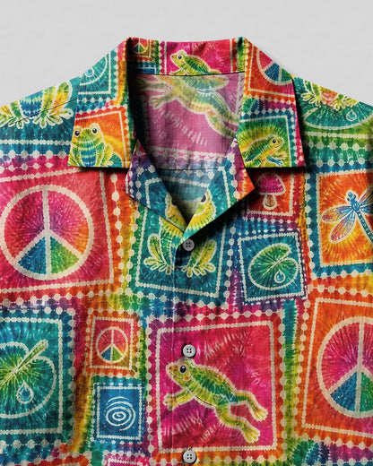 FROG PEACE PATCHWORK CAMP SHIRT - KMTM0307261
