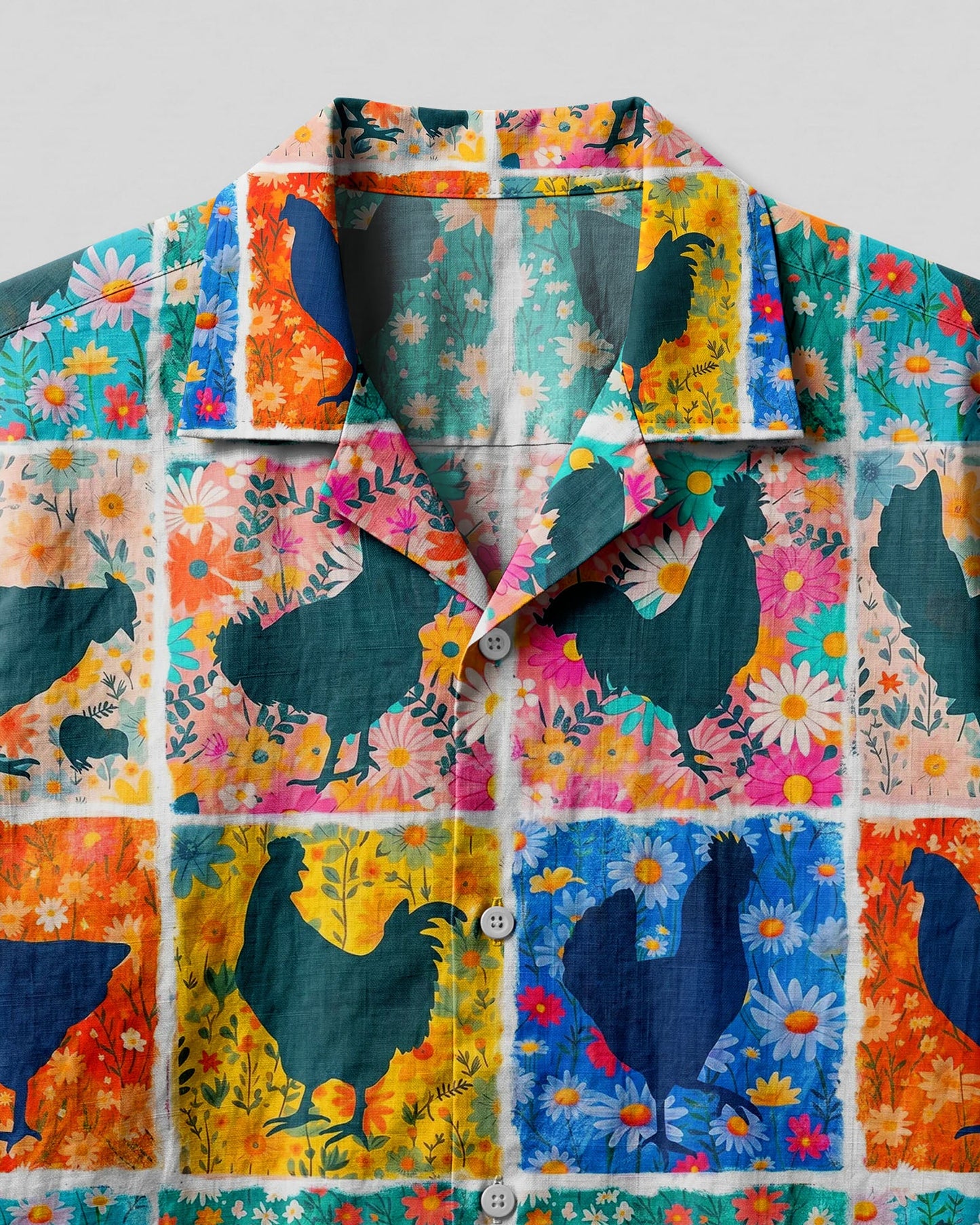 FLORAL CHICKEN PATCHWORK CAMP SHIRT - TYLN0107262