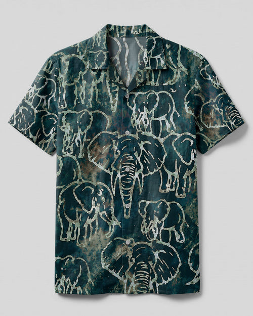 ELEPHANT PATTERN CAMP SHIRT - TLHN1806261