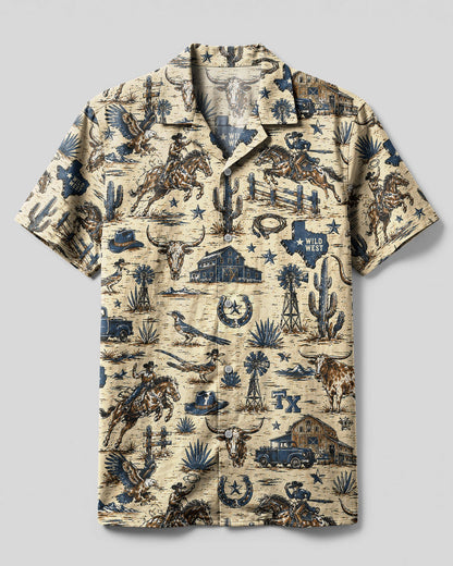 WILD WEST VINTAGE  TEXAS PATTERN CAMP SHIRT  - TLHG2606263