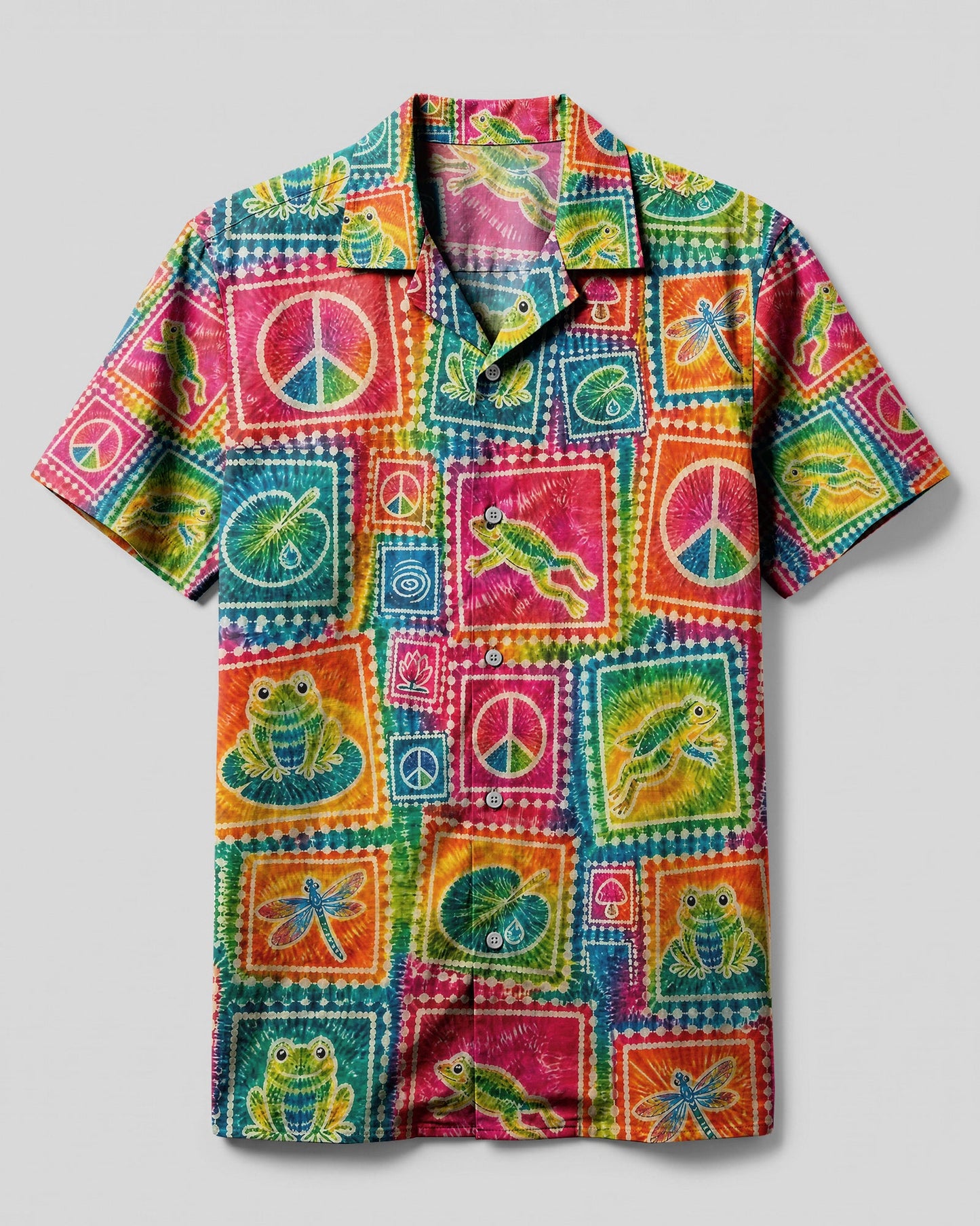 FROG PEACE PATCHWORK CAMP SHIRT - KMTM0307261