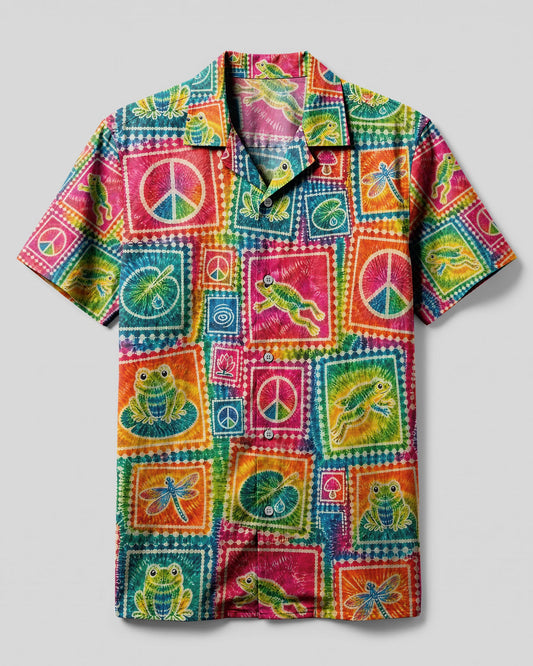 FROG PEACE PATCHWORK CAMP SHIRT - KMTM0307261