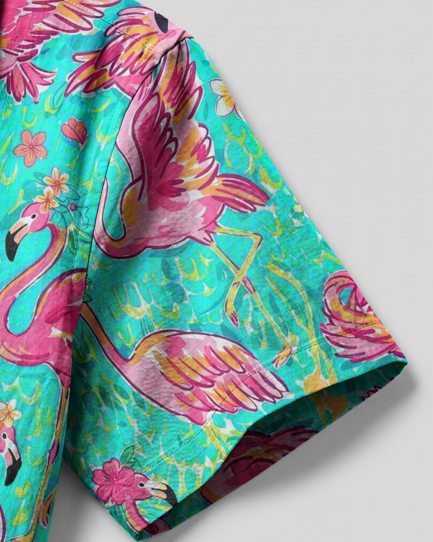FLAMINGO PARADISE ART PATTERN CAMP SHIRT - TLHG1906264