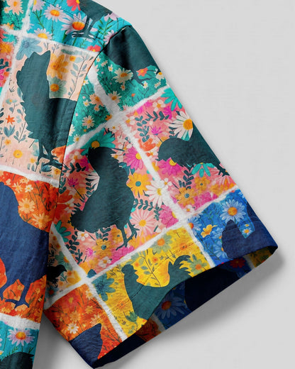 FLORAL CHICKEN PATCHWORK CAMP SHIRT - TYLN0107262