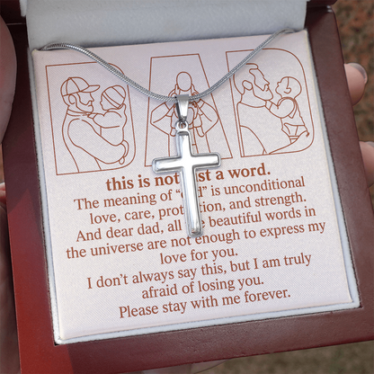 Personalized Stainless Cross Necklace with 3 Family Photos for Dad
