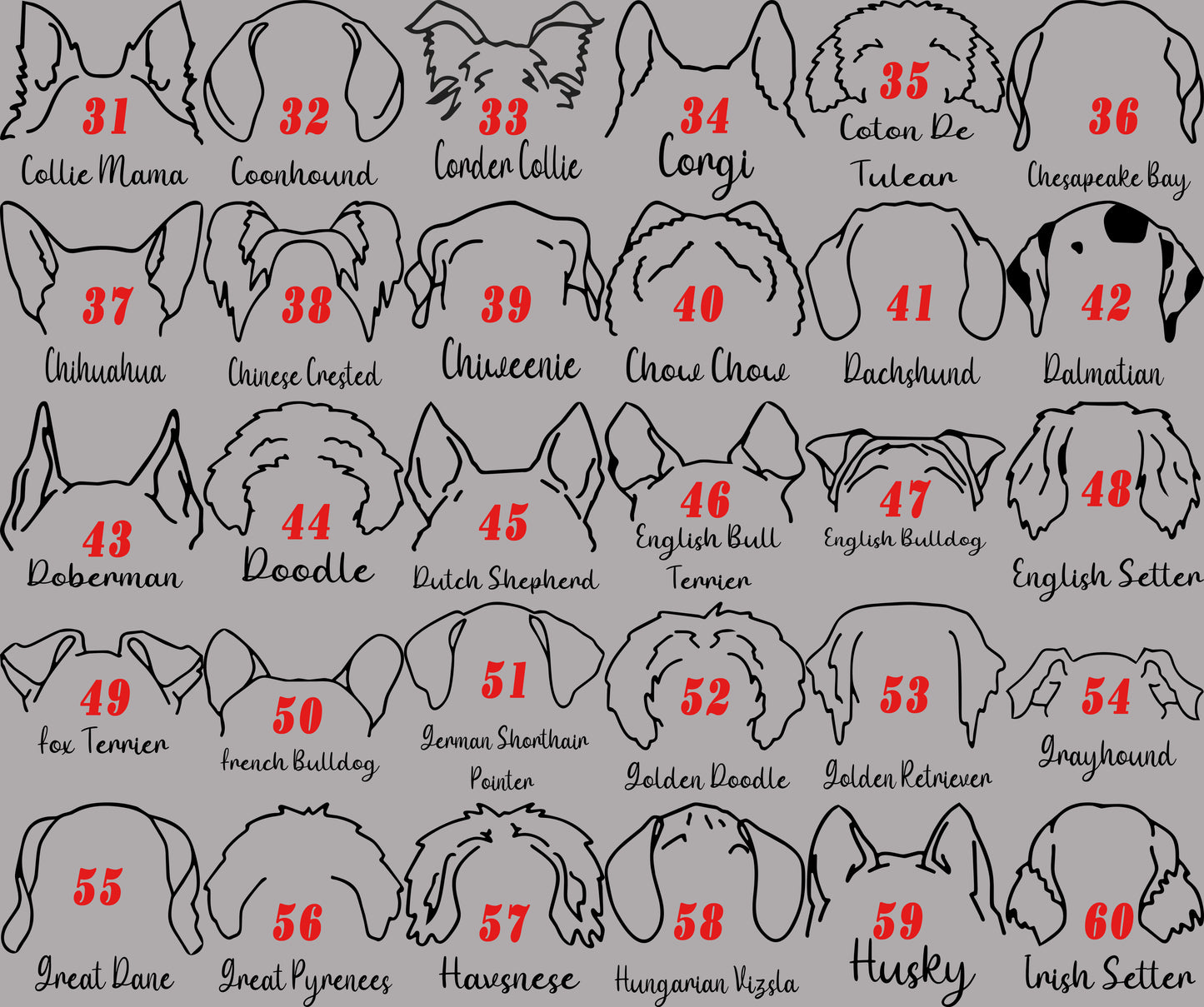 Embroidered Dog Ears with Personalized Names