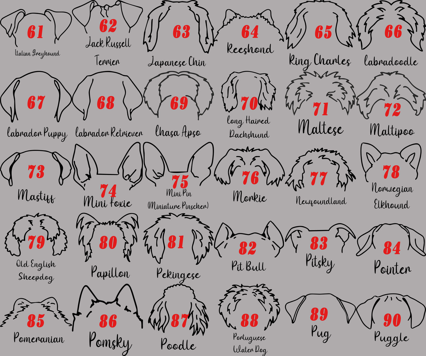 Embroidered Dog Ears with Personalized Names
