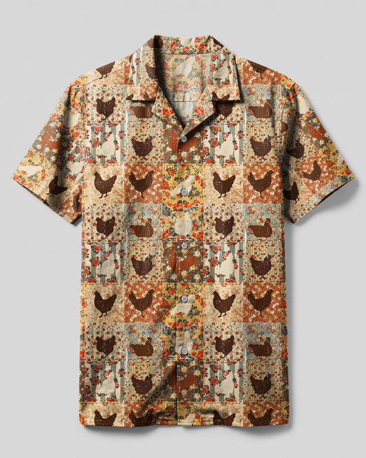 FLORAL CHICKENS VINTAGE CAMP SHIRT - TYPQ0107263