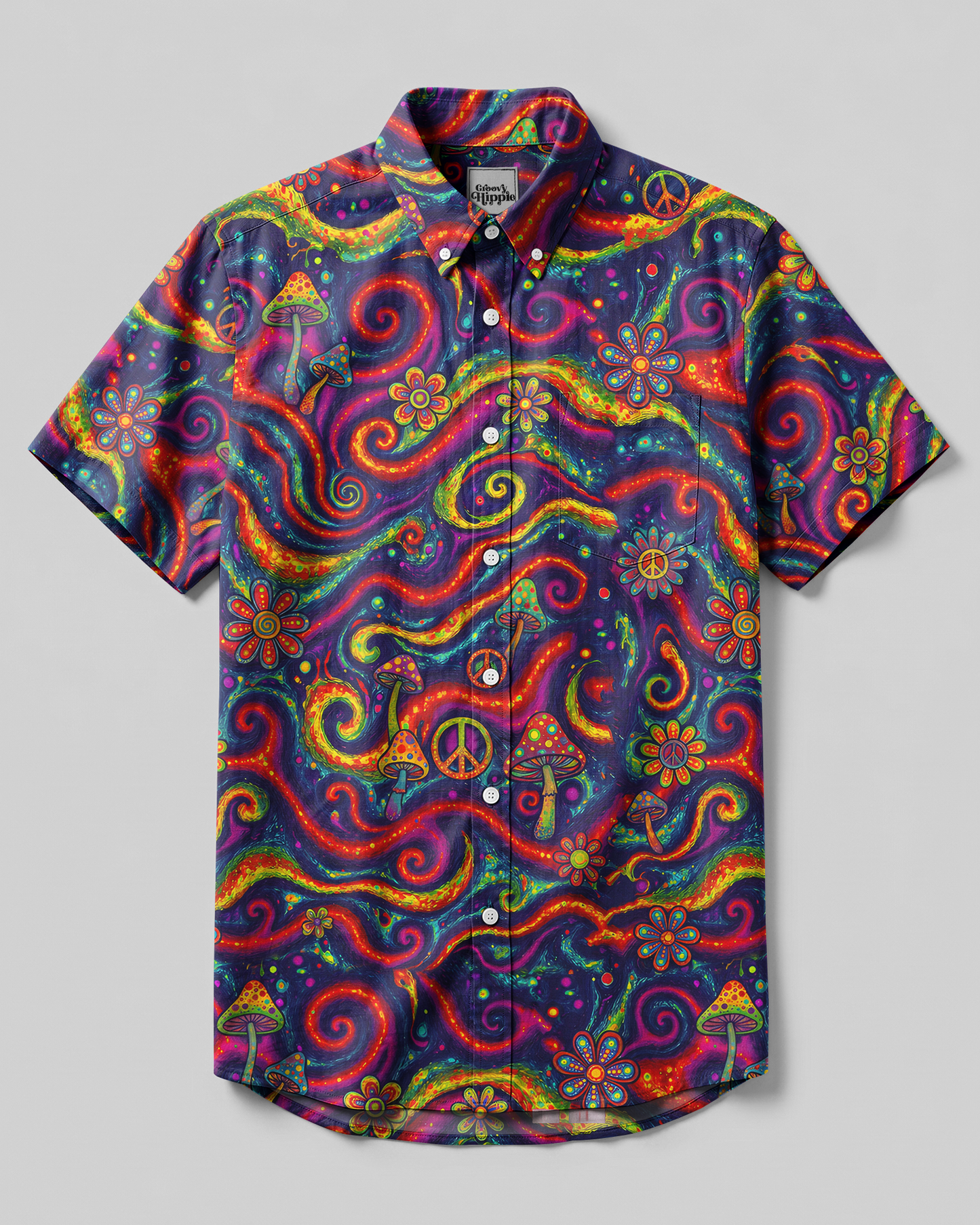 COSMIC PEACE SWIRL BUTTON-DOWN COLLAR SHIRT - TYPQ1806262
