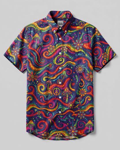 COSMIC PEACE SWIRL BUTTON-DOWN COLLAR SHIRT - TYPQ1806262