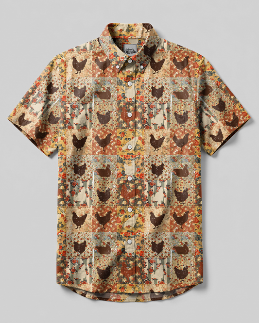 FLORAL CHICKENS VINTAGE BUTTON-DOWN COLLAR SHIRT - TYPQ0107262