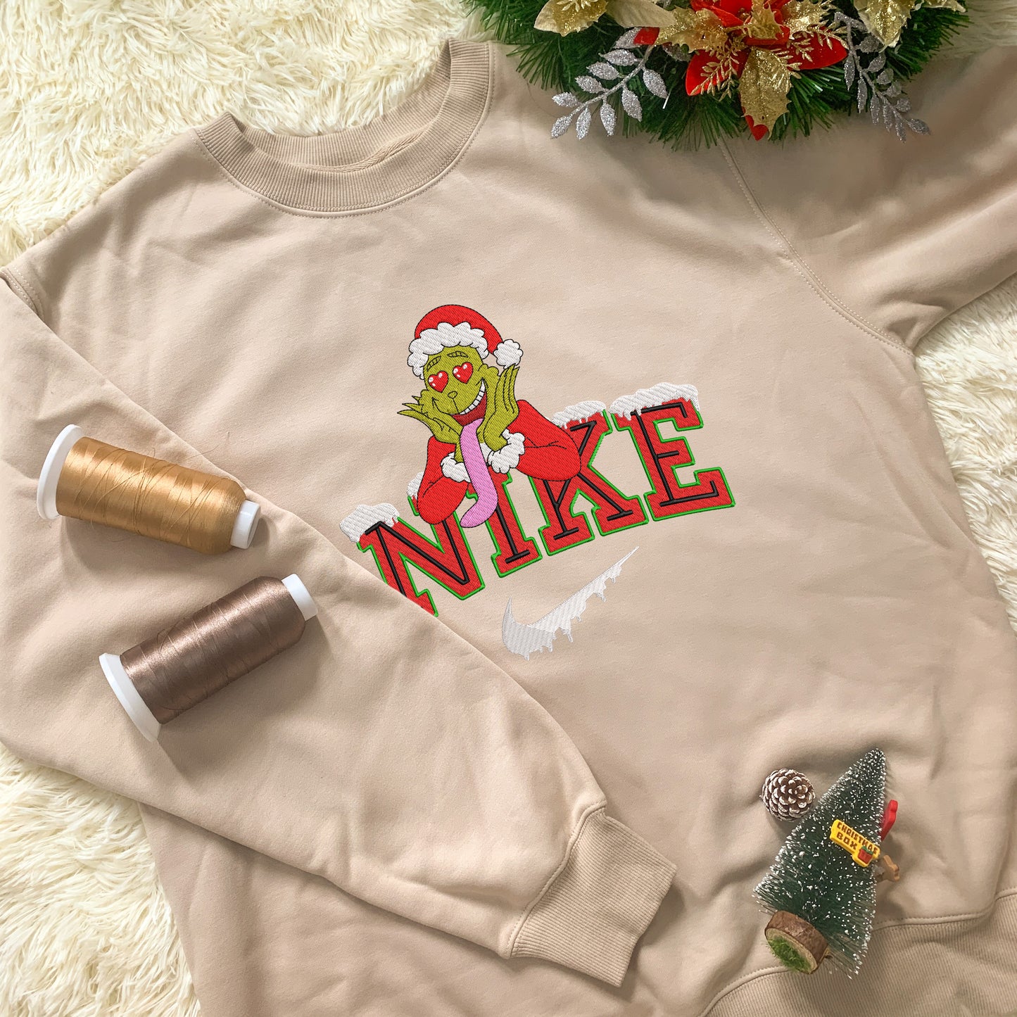 Personalized Embroidered Christmas The G-r-i-n-c-h Hoodie Sweatshirt T-Shirt