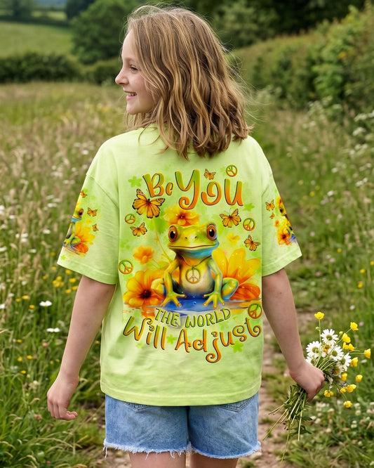 BE YOU THE WORLD WILL ADJUST FROG KIDS ALL OVER PRINT - TLNO1512233